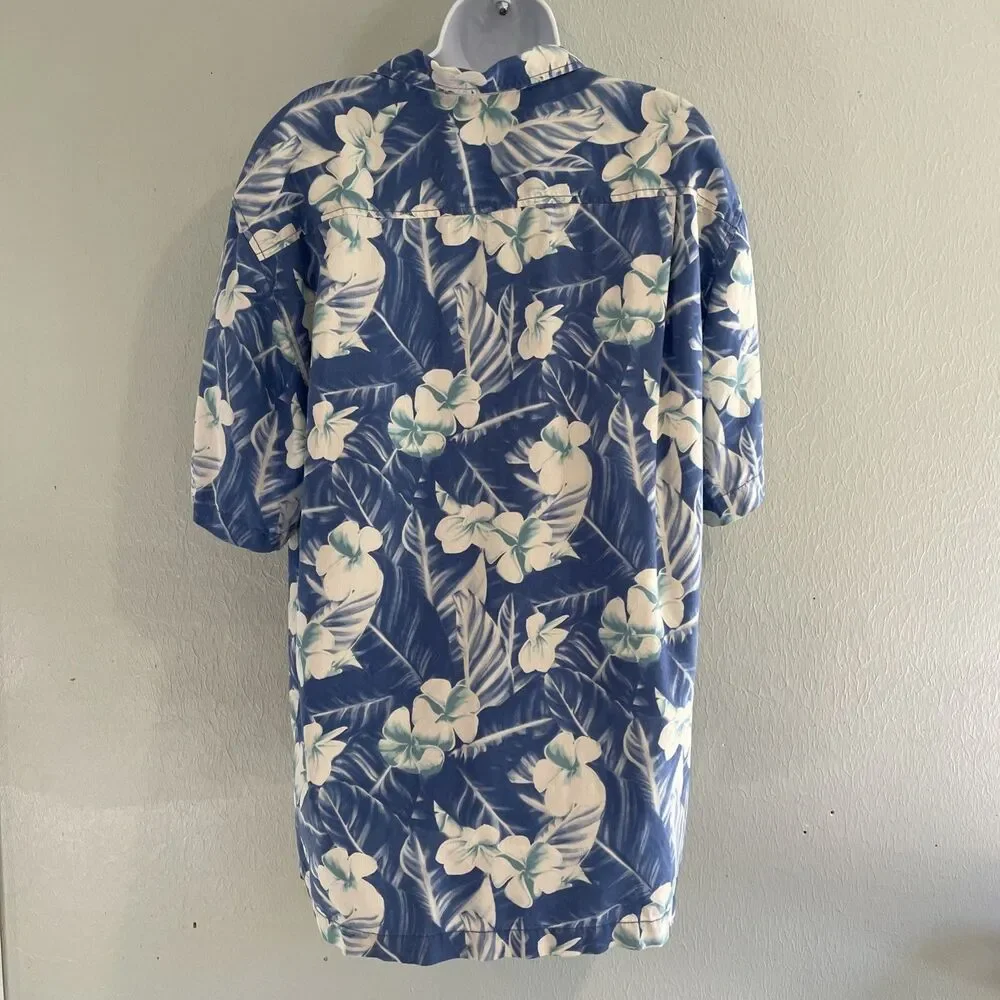 Tommy Bahama Shirt‎ Mens Large Blue White Silk Hawaiian Aloha Button Front Camp - Picture 6 of 6